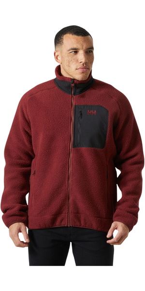 2025 Helly Hansen Hombres Panorama Pile Fleece Block Jacket 49460 - Mars Red